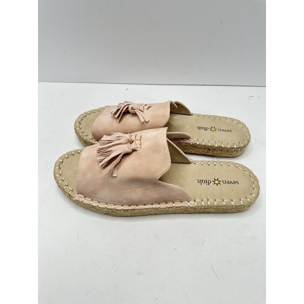 Seven Dials Wendelle Slide Espadrille Tassel Sandal 8.5M Pale Pink Faux Suede - Picture 5 of 8